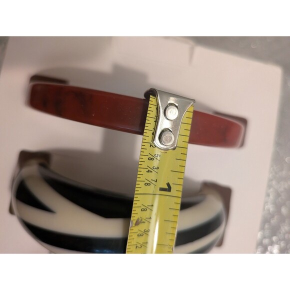 Zara 3 Pack Resin Statement ChunkyCuff Bangle Bracelets Red Gold Black White NWT - Picture 11 of 13
